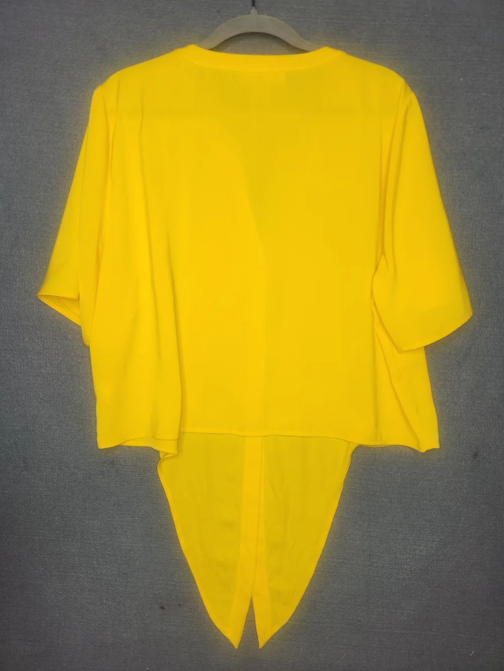 Bright Yellow Button-Front Draped Blouse
